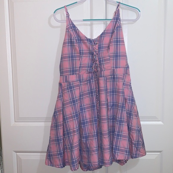 Hot Topic Dresses & Skirts - Hot Topic Pink and Blue Plaid Dress Juniors XL